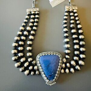 Chico's Howliste & Silvertone Chunky Triple Strand necklace